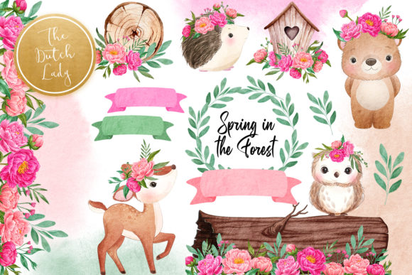 Download Spring Forest Animal Clipart Set - Forest animal clipart Collection
