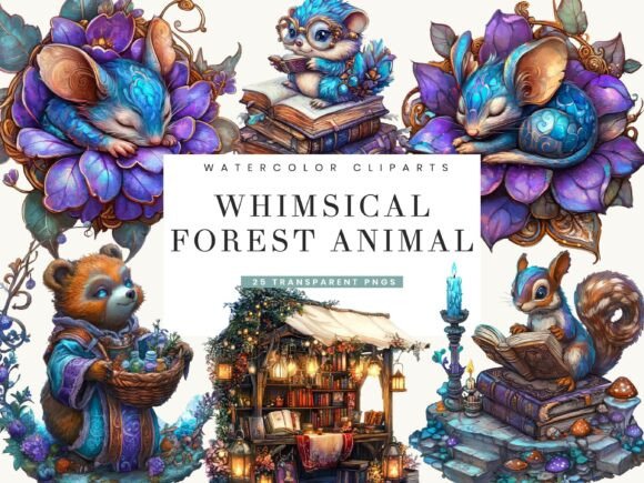 Download Whimsical Forest Animal Clipart Bundle - Forest animal clipart Collection